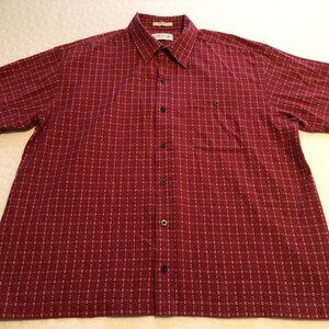 Orvis Shirt Mens 2XL Red Checks Short Sleeve Button Front Lightweight Outdoor